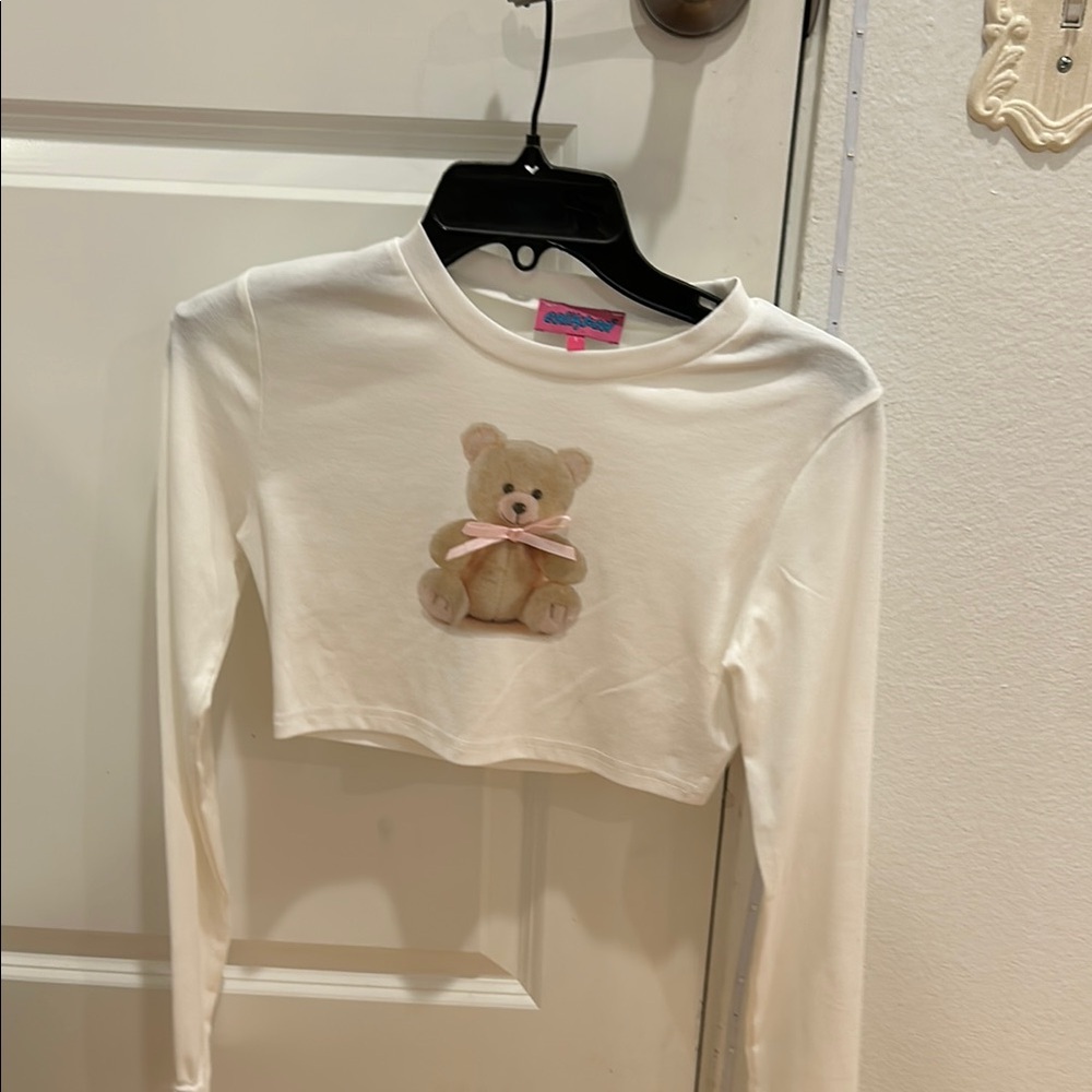 White Teddy Bear Kids Long Sleeve Top